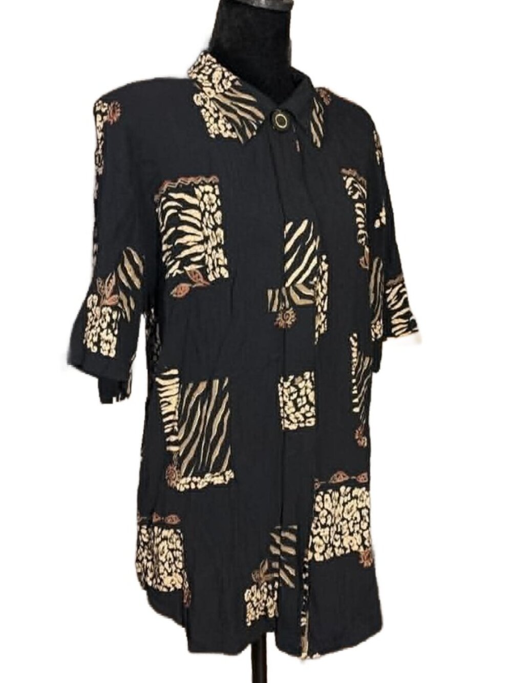 Vintage Pride and Joy Maternity Animal Print Button-Down Blouse